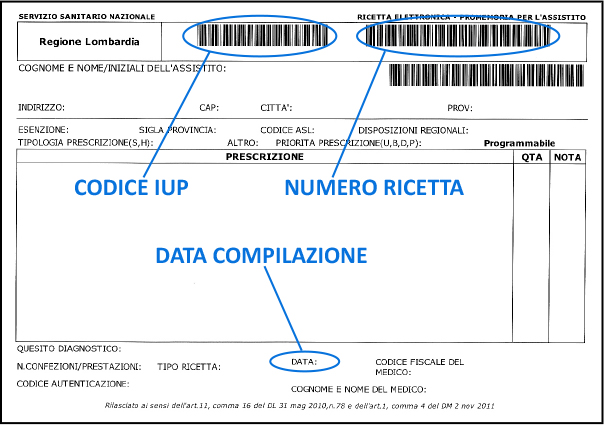 fac simile ricetta bianca elettroinica